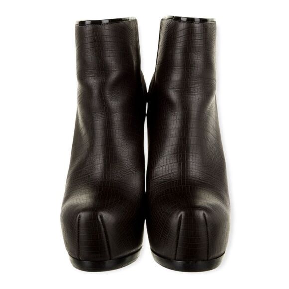 YVES SAINT LAURENT Leather Snake Print Tribtoo 105 Platform Ankle Booties 40 - Picture 2 of 9